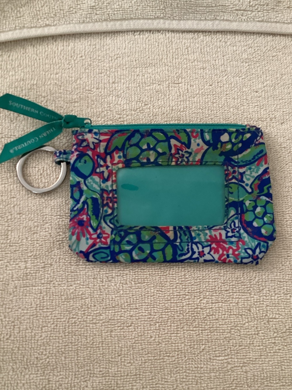 Southern Couture Turquoise Floral ID Card Holder with Keyring